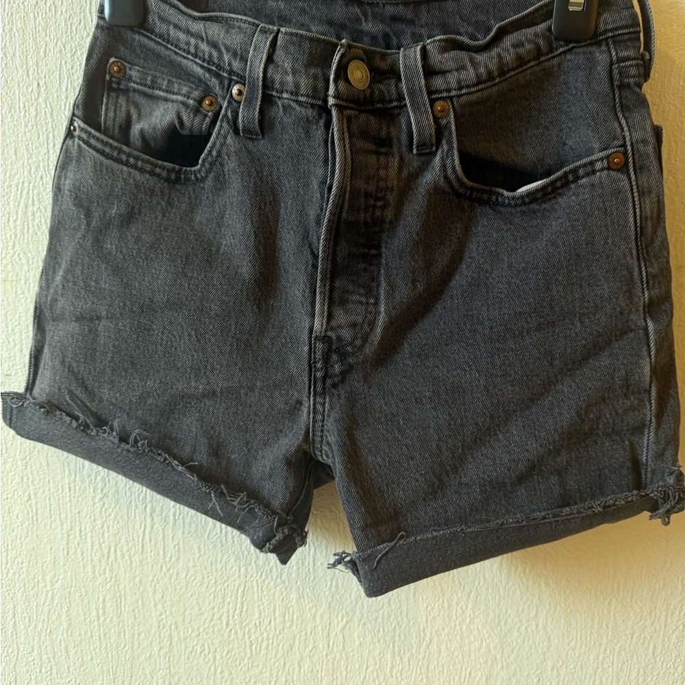 Levi's Dark Gray/Faded Black High Waisted Jean Shorts